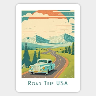 Retro Vintage Road Trip USA Sticker